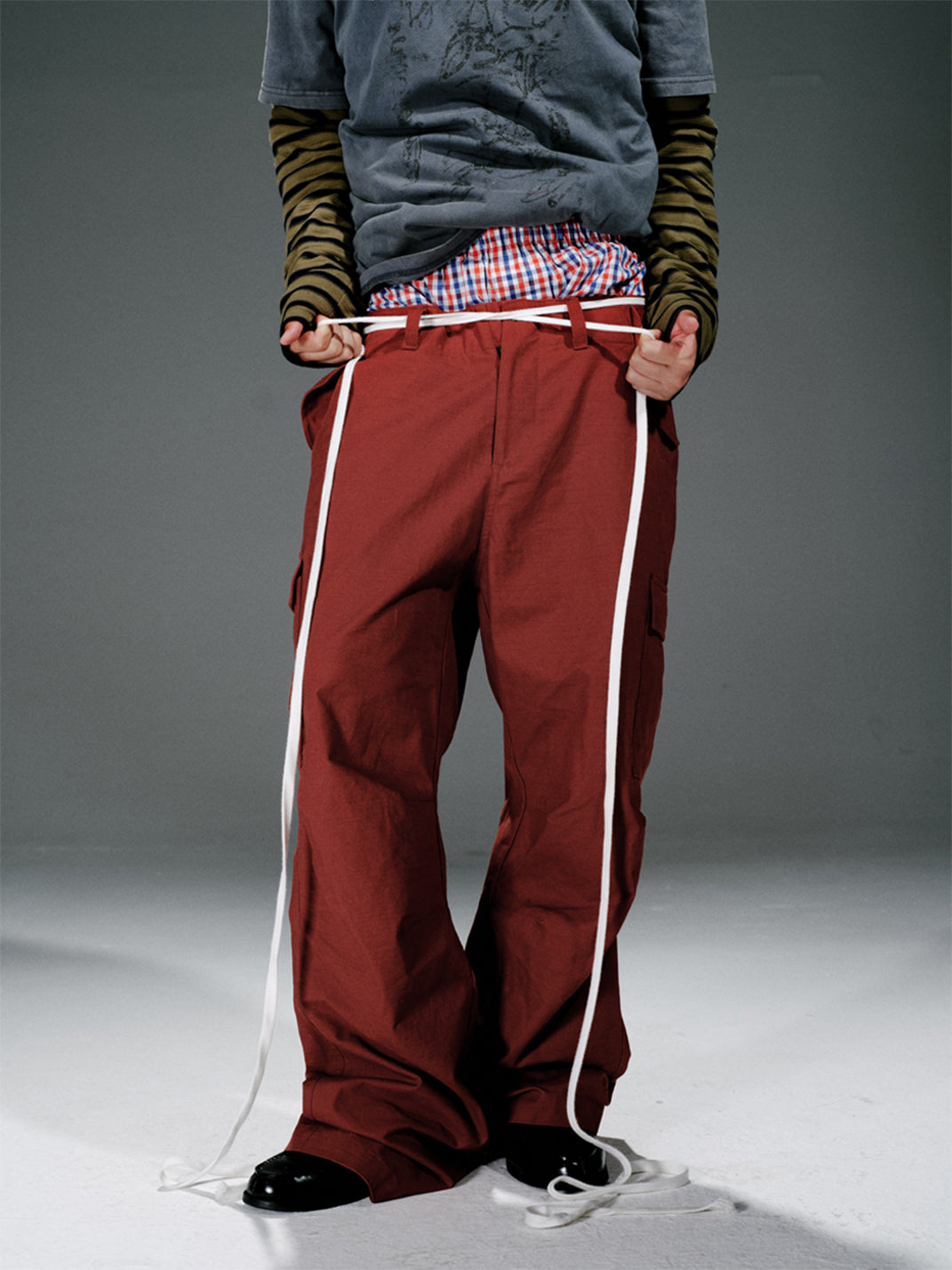 TREclub | Brick Red Pleated Cargo Pants - PSYLOS 1, TREclub | Brick Red Pleated Cargo Pants, Jeans, TREclub•JAPAN, PSYLOS 1